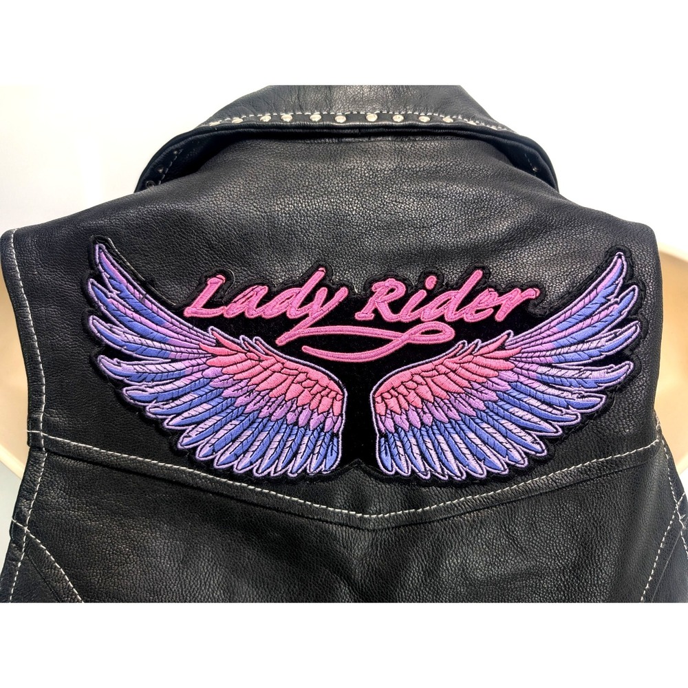 Milwaukee Vintage Leather Ladies Love to Ride Event Leather Vest - Size S black - Picture 8 of 16